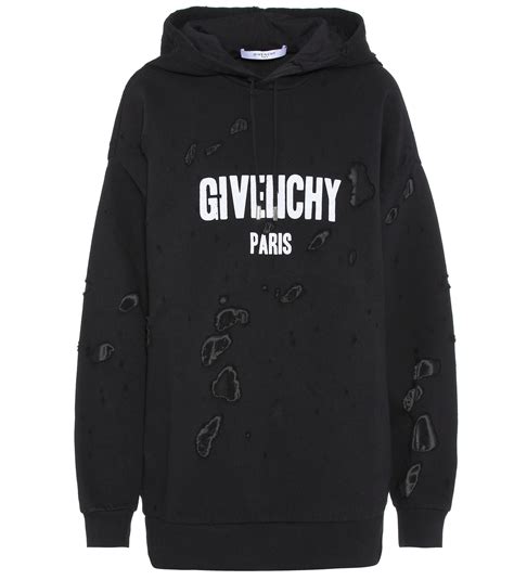 givenchy black distressed logo sweatshirt|reversible Givenchy black hoodie.